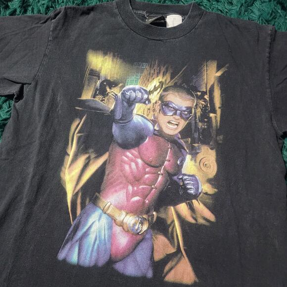 Vintage 90s DC Batman & Robin Movie Promo T-Shirt Chris O’Donnell as Robin M - Picture 2 of 4